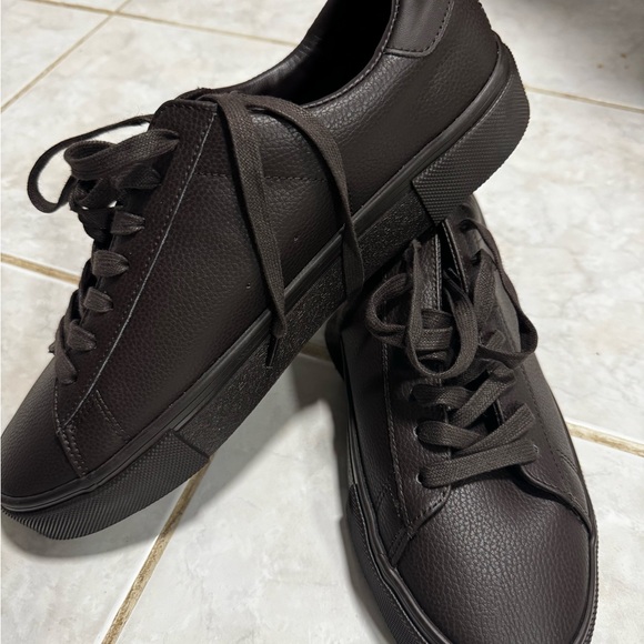 H&M Other - H&M Men’s Brown Faux Leather Lace-Up Casual Sneakers Size 10